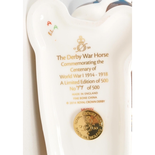 51 - Royal Crown Derby - A porcelain china limited edition Royal Crown Derby ' WWI War Horse ' paperweigh... 