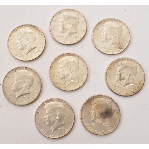 515 - A collection of USA 1964 ' Kennedy ' Half Dollar coins. Each of the half dollars being of .900 silve... 