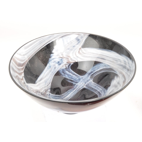 55 - A collection of three 20th Century studio art glass centrepiece bowls. One of circular form with swi... 