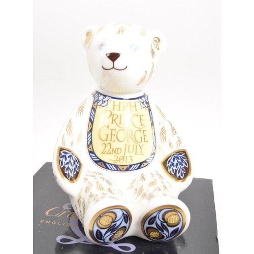 61 - Royal Crown Derby - A collection of three porcelain china Royal Crown Derby teddy bear paperweights ... 