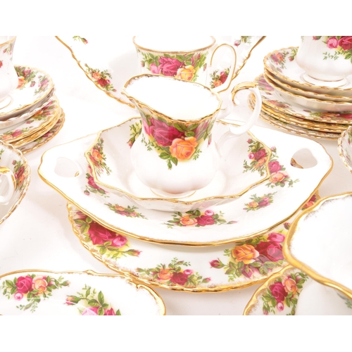 64 - Royal Albert - Old Country Roses - A vintage 20th century circa 1960s porcelain china tea service an... 