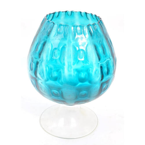 69 - Empoli - A large mid Century Italian retro optical glass. The glass in blue colourway with repeated ... 