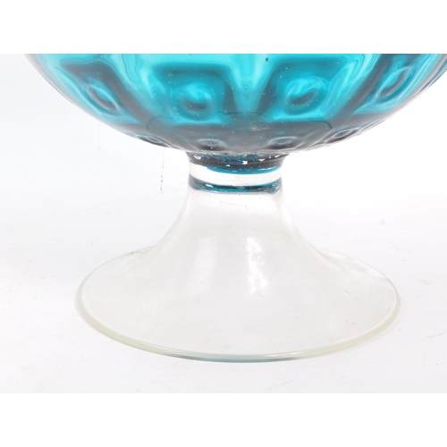 69 - Empoli - A large mid Century Italian retro optical glass. The glass in blue colourway with repeated ... 