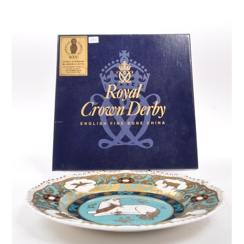 72 - Royal Crown Derby - A porcelain china limited edition Royal Crown Derby Millenium Unicorn plate desi... 