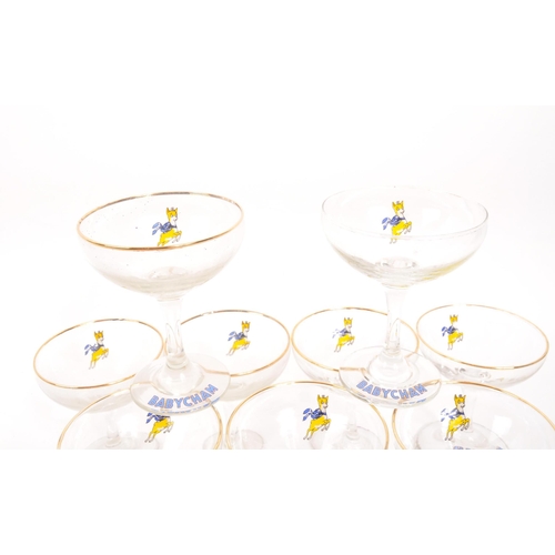 74 - Babycham - A collection of twelve 20th Century circa 1970s vintage Babycham champagne glasses. With ... 