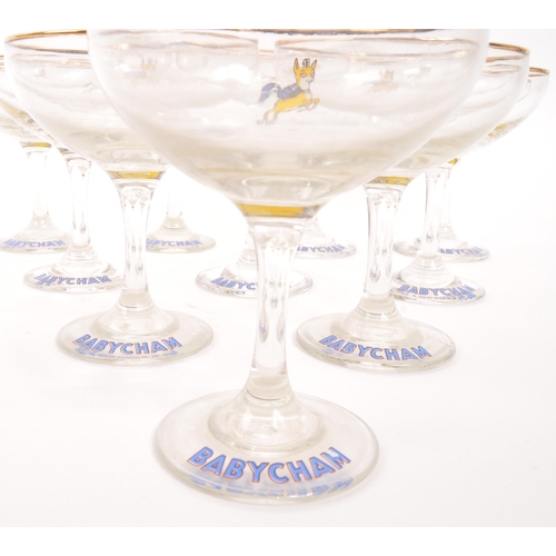 74 - Babycham - A collection of twelve 20th Century circa 1970s vintage Babycham champagne glasses. With ... 