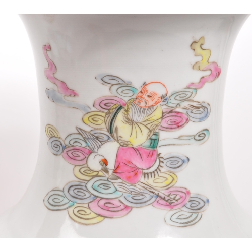 87 - A large early 20th Century Chinese famille rose ceramic vase with hand painted oriental scenes of fi... 