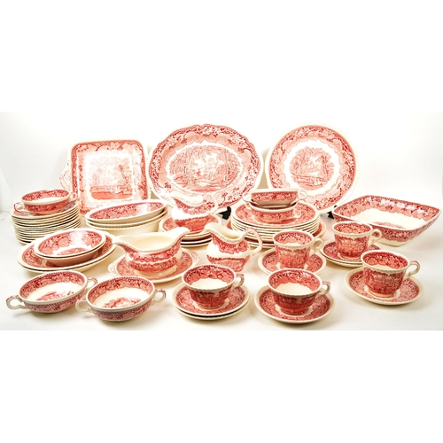 3 - Masons - Early 20th Century - A collection of English Ironstone red Vista Masons dinner service, dep... 