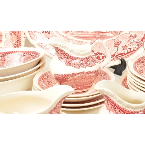 3 - Masons - Early 20th Century - A collection of English Ironstone red Vista Masons dinner service, dep... 