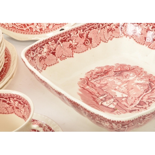 3 - Masons - Early 20th Century - A collection of English Ironstone red Vista Masons dinner service, dep... 