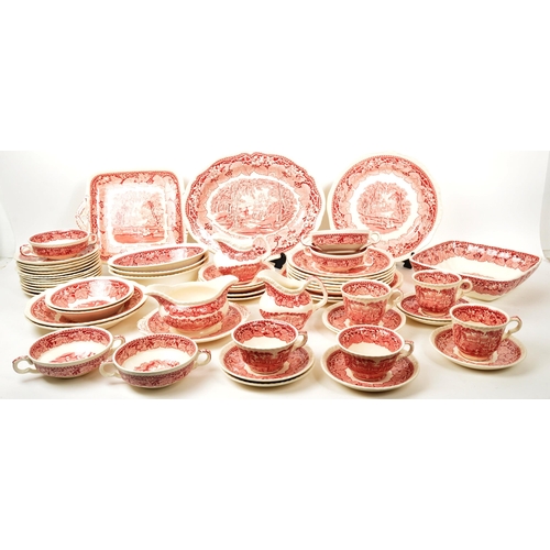 3 - Masons - Early 20th Century - A collection of English Ironstone red Vista Masons dinner service, dep... 