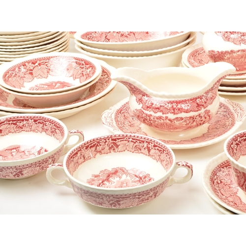 3 - Masons - Early 20th Century - A collection of English Ironstone red Vista Masons dinner service, dep... 