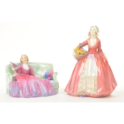 17 - Royal Doulton - Two early 20th Century circa. 1930s porcelain china lady figurines. Comprising of: S... 