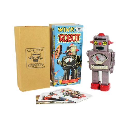 419 - Tinplate Toys - a vintage Japanese mechanical Winky Robot, No. 101. Tested, in excellent, working co... 