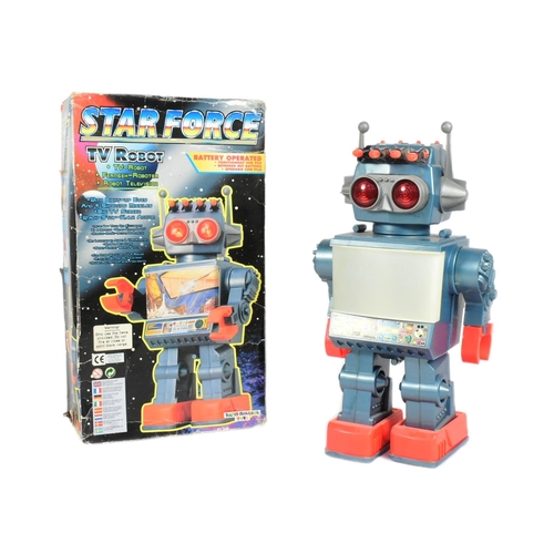 443 - Retro Toys - a David Halsall Toys Star Force TV Robot, featuring light-up eyes, 4 shooting missiles,... 