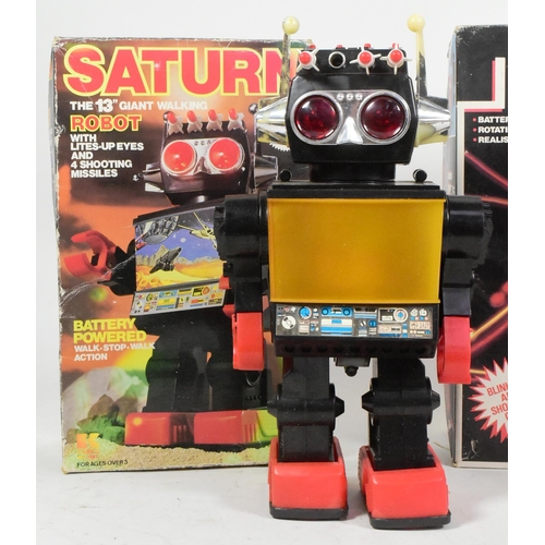 444 - Retro Toys - x3 Chinese Kamco battery operated robots, comprising of; Sentinel, Saturn and Invader. ... 