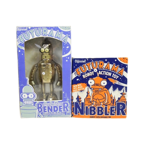 483 - Tinplate Toys - x2 2000 Futurama wind-up robots, comprising of; Bender and Nibbler. Tested and are b... 