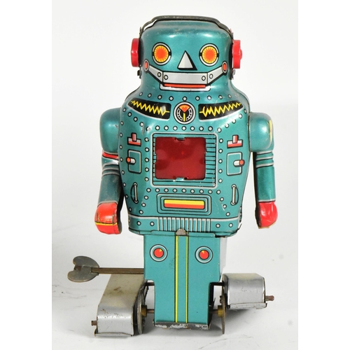 508 - Tinplate Toys - x2 vintage 1960s Japanese Noguchi wind-up robots, comprising of; Sparky Robot and Su... 