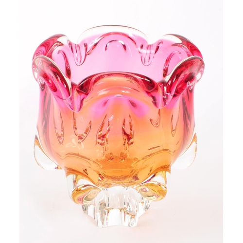 13 - Josef Hospodka for Chribska - A Czech vintage mid century studio art glass vase ornament. In a pink ... 