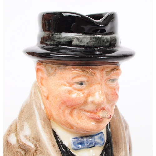 33 - Royal Doulton - Winston Churchill - Two vintage 20th century ceramic pottery character jugs. Winston... 