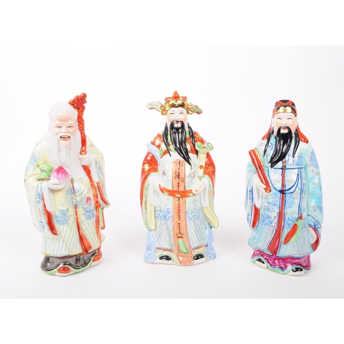 4 - Sanxing Dieties (Fu Lu Shou) statues - The three gods of fortune, prosperity and longevity. Early 20... 