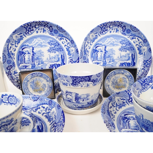 40 - Spode - Italian & Girl In Well - A collection of contemporary blue and white ceramic tea / dinne... 