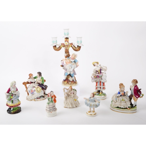 52 - A collection of vintage 20th century German porcelain Lao figurines and Staffordshire. To include th... 