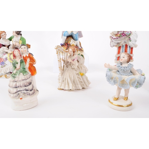 52 - A collection of vintage 20th century German porcelain Lao figurines and Staffordshire. To include th... 