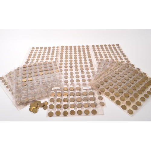 548 - An extensive collection of post-1937 brass three pence coins. The collection to include an example o... 