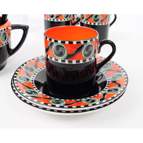 57 - Soho Pottery - Solian Ware - An Art Deco porcelain china coffee service. To include cups, saucers, m... 