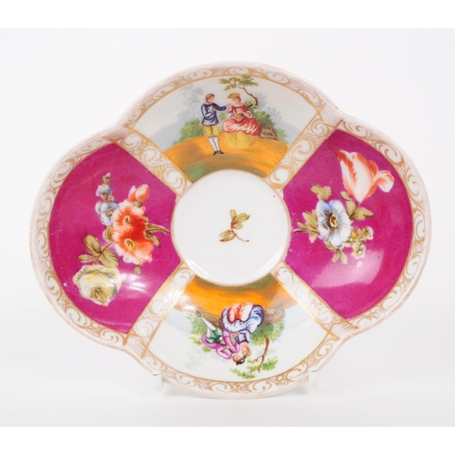 58 - Helena Wolfsohn - A late 19th century Helena Wolfsohn Dresden porcelain lidded chocolate cup and sau... 