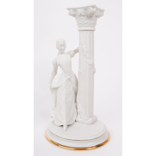 63 - Franklin Mint - Two late 20th century porcelain figures / statues. Romeo & Juliet candlesticks. ... 