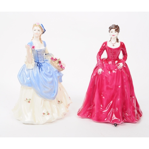 64 - Coalport - Two vintage 20th century porcelain lady tableware figures / statues. Including Sweet Red ... 