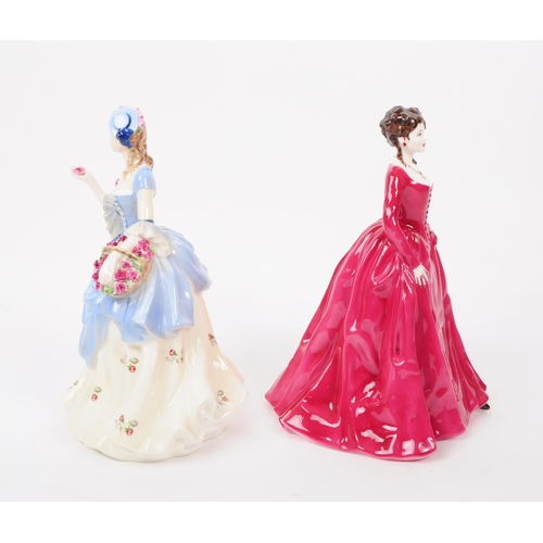 64 - Coalport - Two vintage 20th century porcelain lady tableware figures / statues. Including Sweet Red ... 