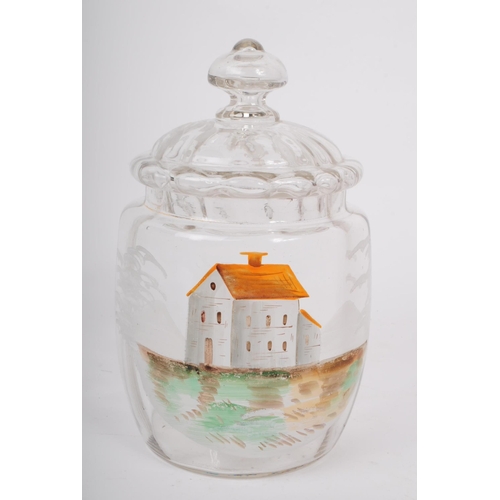 65 - Fenton - Two Victorian 19th century glass ware. Including a hand-painted clear glass biscuit barrel ... 