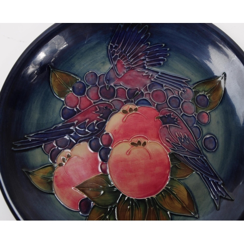 82 - Moorcroft Pottery - a vintage late 20th century circa 1993 hand painted ceramic Finch & Berries ... 