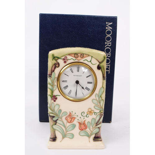 86 - Moorcroft Pottery - a limited edition hand painted ceramic Trellis Clock desk table clock. Limited e... 