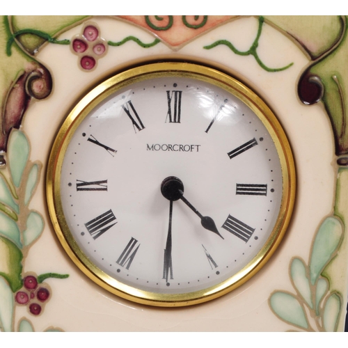 86 - Moorcroft Pottery - a limited edition hand painted ceramic Trellis Clock desk table clock. Limited e... 