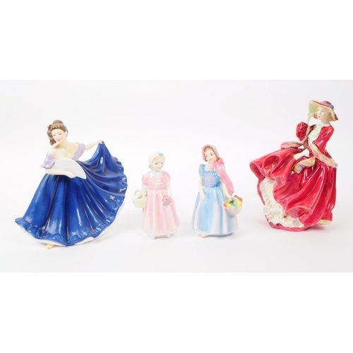 97 - A collection of four vintage & later Royal Doulton fine bone china ladies figurines. The lot to ... 