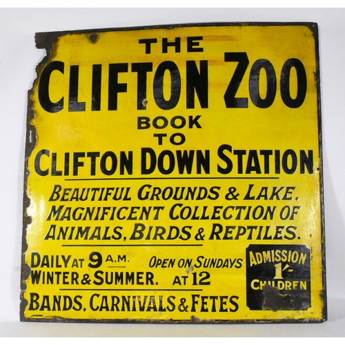 10 - Former Bristol Zoo Gardens - an original Edwardian c1910s / 1920s enamel advertising sign, possibly ... 