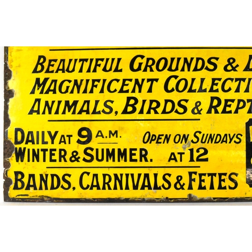 10 - Former Bristol Zoo Gardens - an original Edwardian c1910s / 1920s enamel advertising sign, possibly ... 