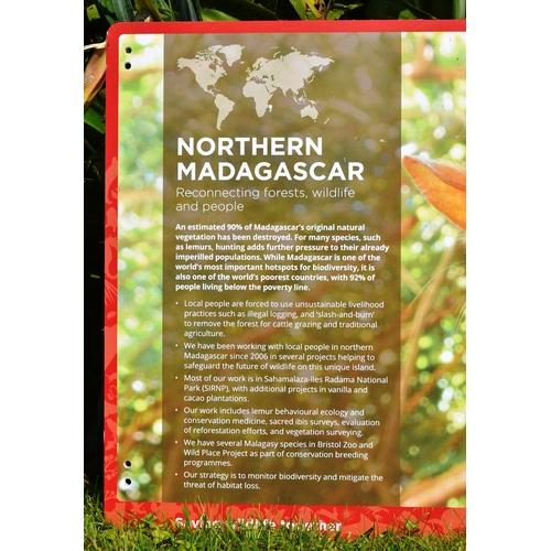 101 - Former Bristol Zoo Gardens - an original ' Northern Madagascar ' information sign, detailing species... 