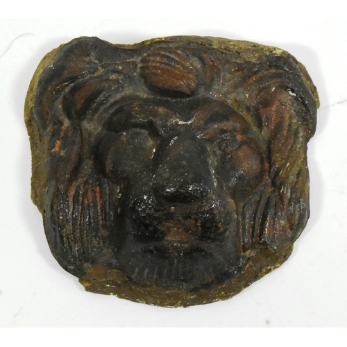 108 - Former Bristol Zoo Gardens - a set of three 19th century lead / metal cast Lion head cartouches, lik... 