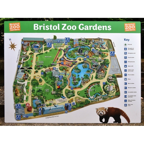 12 - Former Bristol Zoo Gardens - an original early 2000s era large information map sign, which originall... 