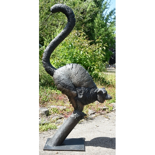 125 - Former Bristol Zoo Gardens - Jon Buck - Lemur - a 20th century large bronze sculpture of a Lemur, wi... 