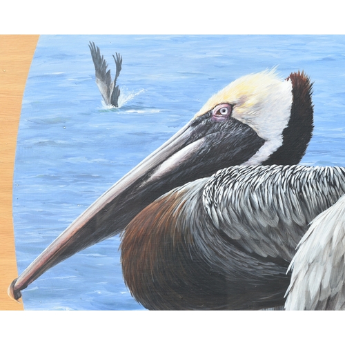 13 - Former Bristol Zoo Gardens - 'Brown Pelican' - Susan Jane (1998) - oil on board painting of a Brown ... 