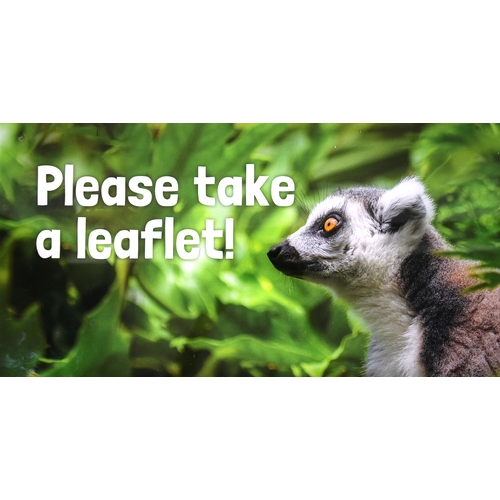 146 - Former Bristol Zoo Gardens - an original 'Please Take A Leaflet' lemur themed shop display sign from... 