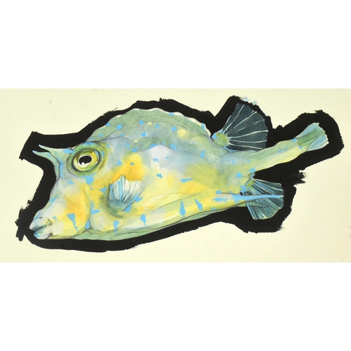 148 - Former Bristol Zoo Gardens - four pieces of original mixed media fish artwork, portraying many kinds... 