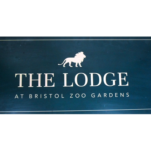 176 - Former Bristol Zoo Gardens - The Lodge - an original sign for 'The Lodge at Bristol Zoo Gardens'. Pr... 