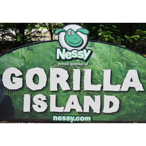 177 - Former Bristol Zoo Gardens - an original 'Gorilla Island' sign, as displayed around Gorilla Island c... 